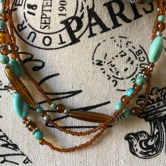 ⭐️Turquoise/ brown multi strand beaded necklace - Picture 4 of 7